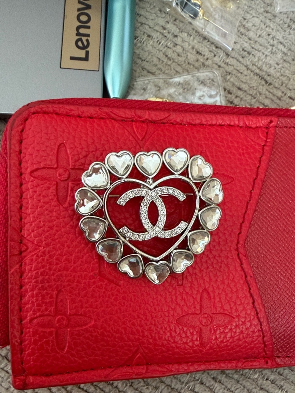 Silver-Tone Heart Crystal Brooch, Fashion Jewelry, New